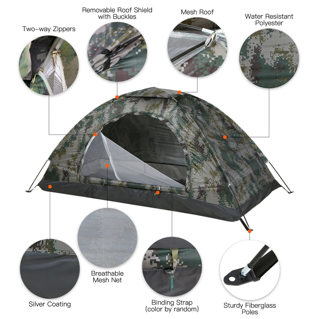 Barraca Tomshoo Ultraleve para 1-2 Pessoas — Portátil, Anti-UV UPF 30+, Ideal para Pesca e caça.