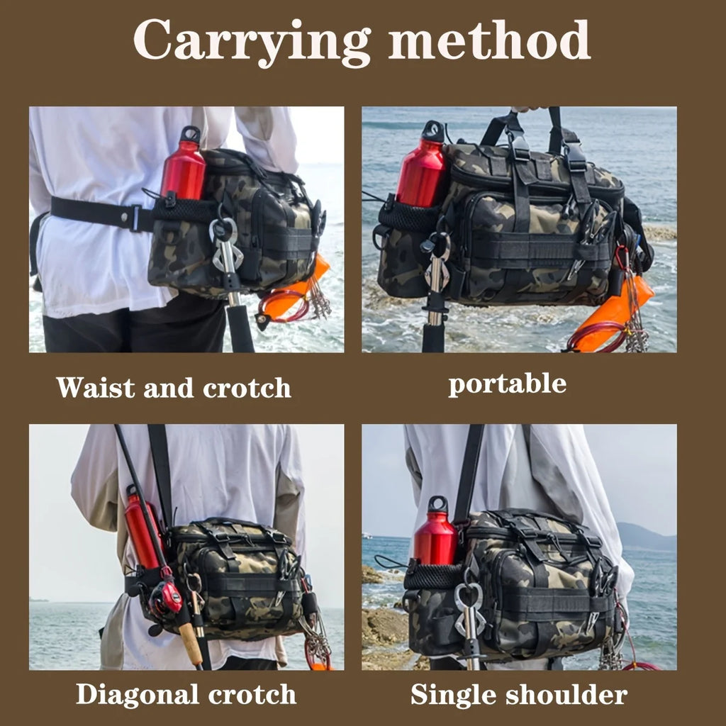 Bolsa de Pesca Multifuncional – Cintura ou Transversal, em Lona Resistente, Ideal para suas pescas