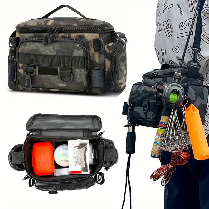 Bolsa de Pesca Multifuncional – Cintura ou Transversal, em Lona Resistente, Ideal para suas pescas