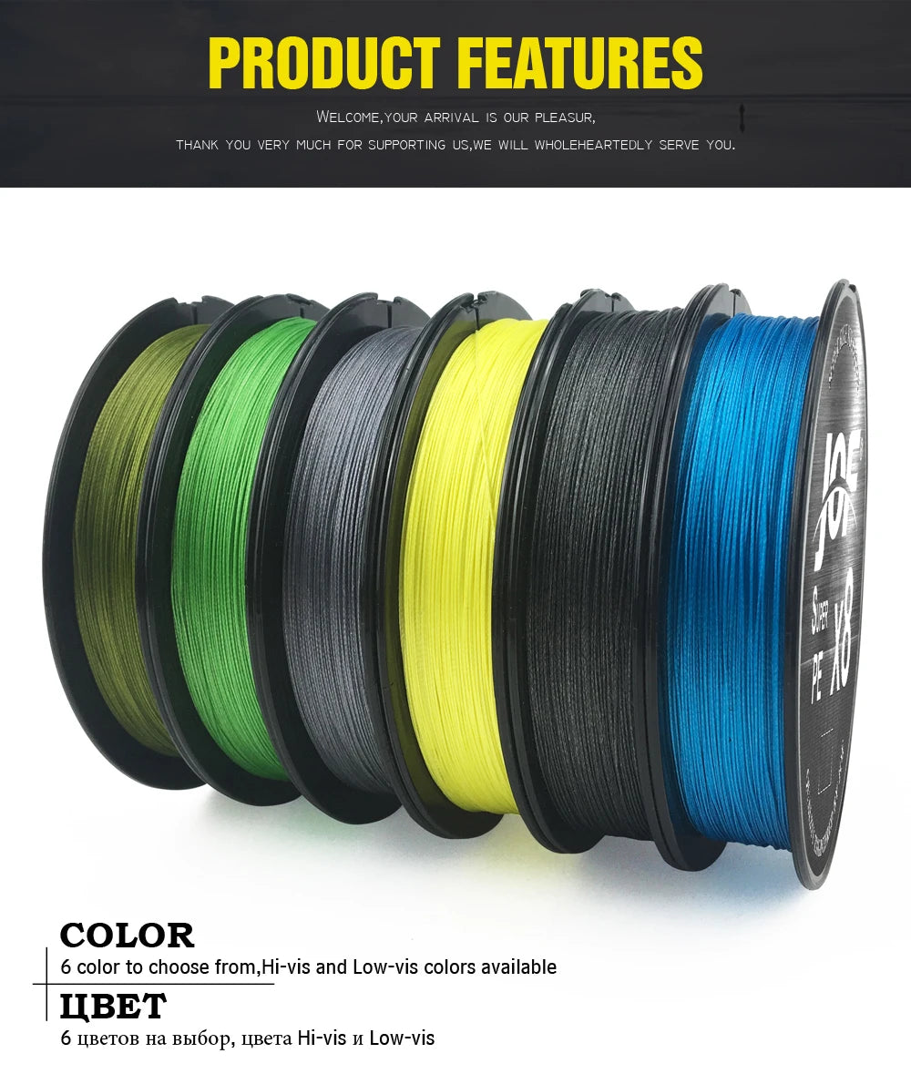 JOF 8 Strands PE Braided Fishing Line 300M 500M 150M 15-100LB